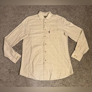 Beretta Mens Size Medium Plaid Button Up Light Dress Shirt Long Sleeve Pocket